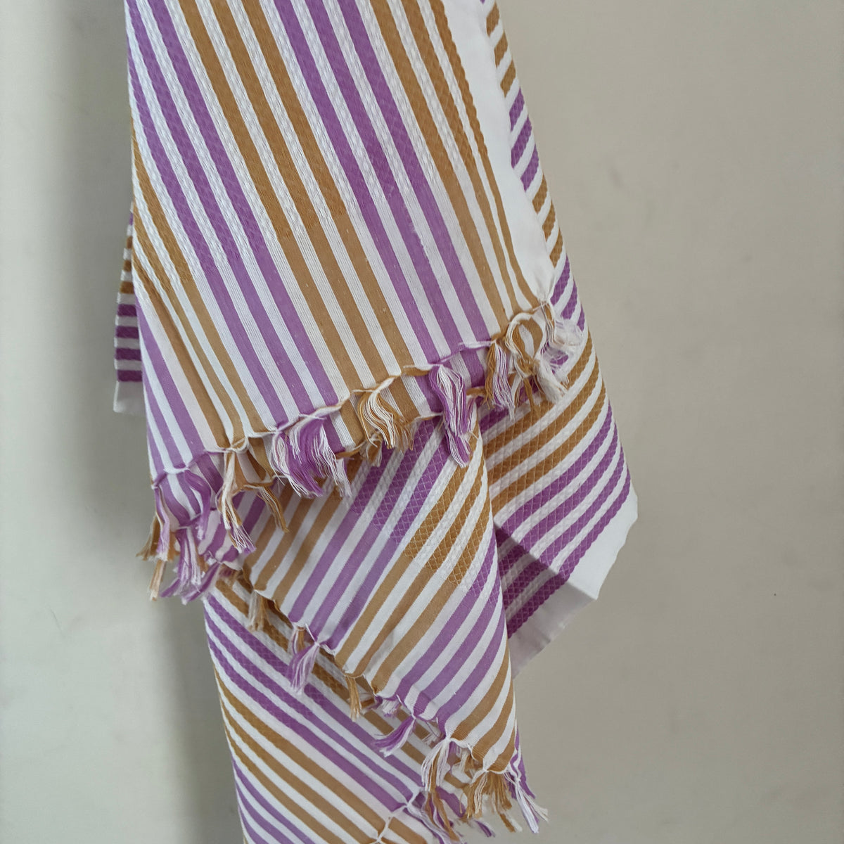 Purple with Brown Cotton Bath Towels