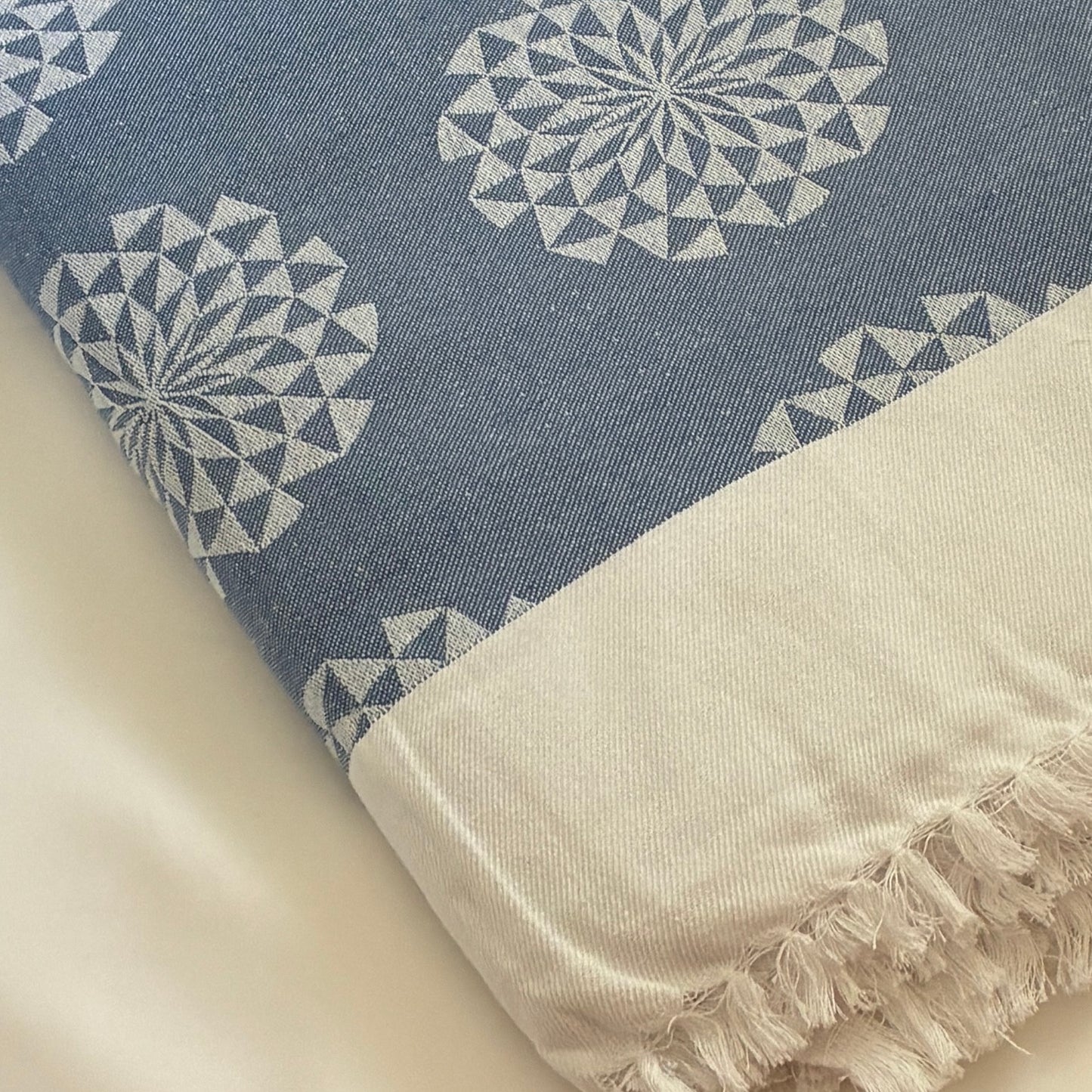 Blue Mandala Double Size Cotton Blanket