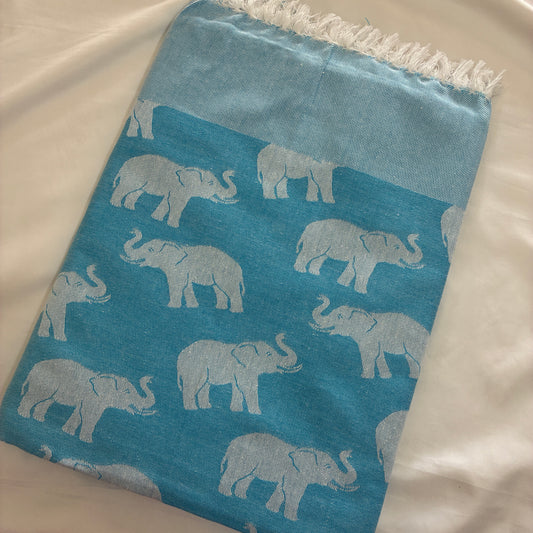 Blue Elephant Blanket/ Throw