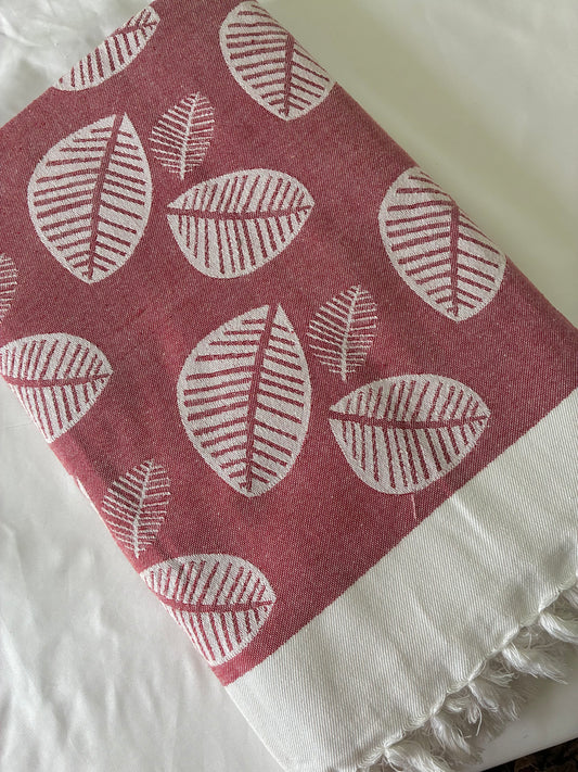 Red Leaf  Double Size Cotton Blanket