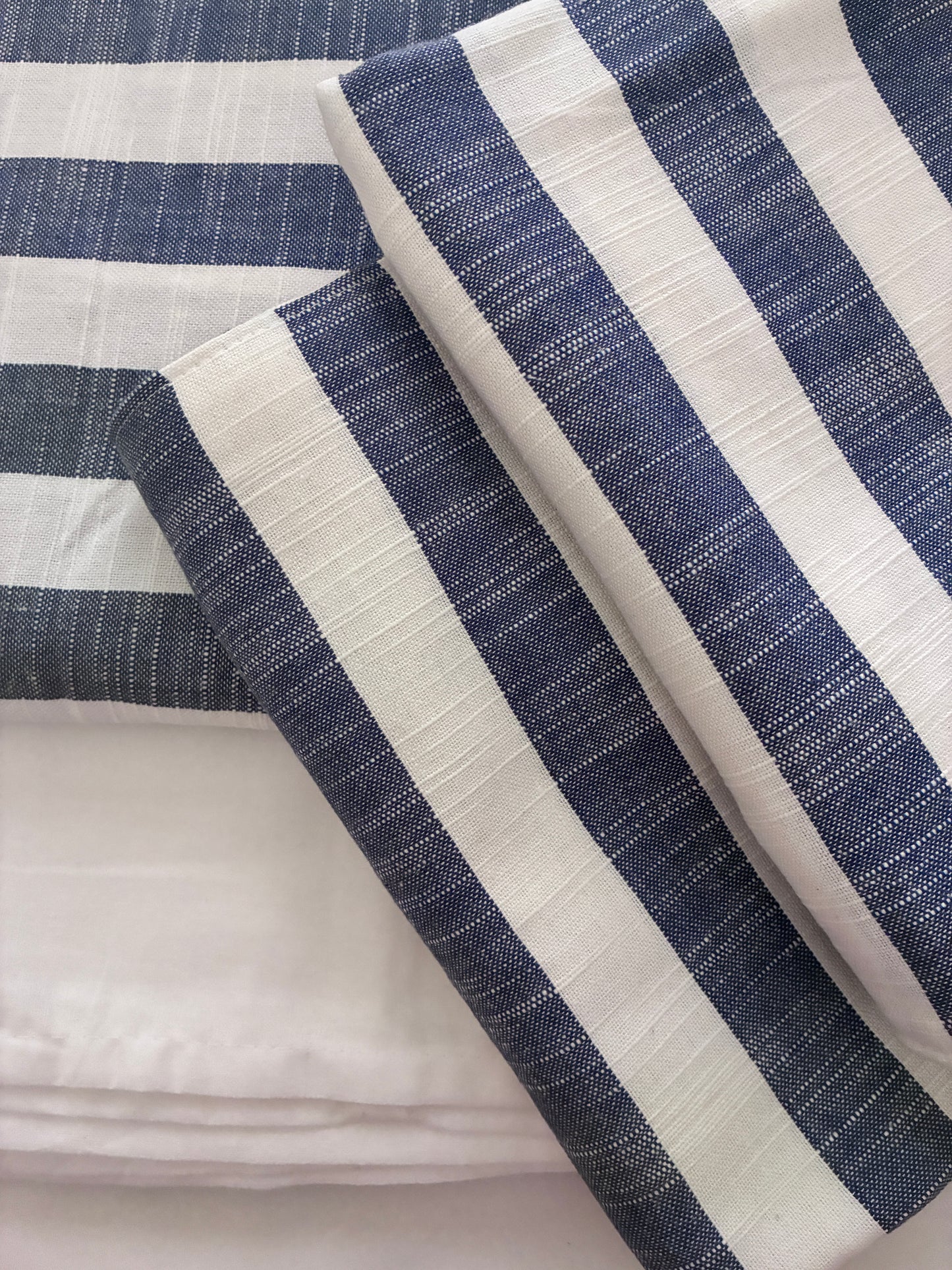 Blue Stripes King Size Cotton Bedspread 100x110 in