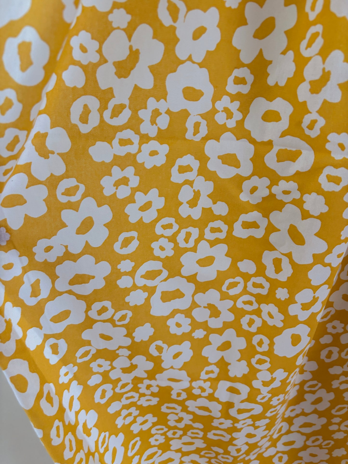 Yellow Floral Print Cotton Curtains