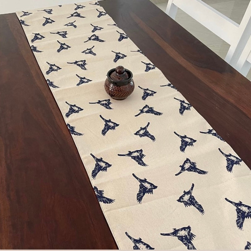 Blue Bird Table Runner 4 ft long