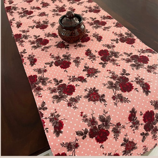 Pink Floral Table Runner 4 ft long