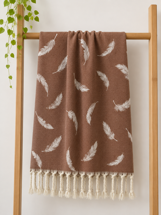 Premium Brown Feathers  Cotton Bath Towels