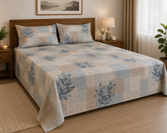 300 TC Blue Leaf King Size Cotton Bedspread 108x108 inches