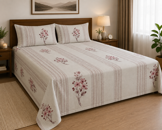 300 TC Floral Bunch King Size Cotton Bedspread 108x108 inches