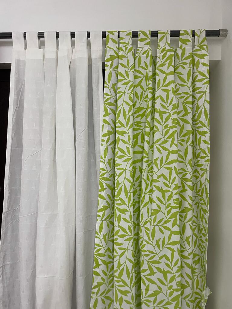 Green leaf Cotton Curtains