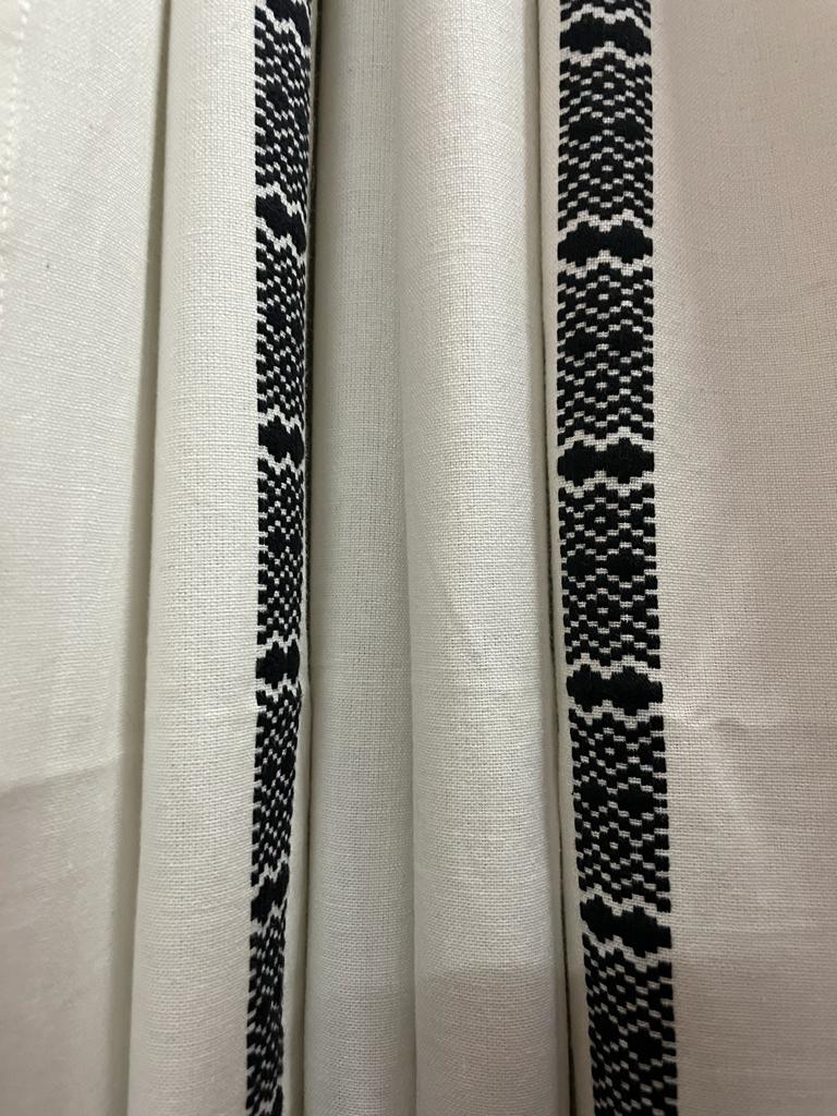 Black abstract Cotton Curtains 5ft pair