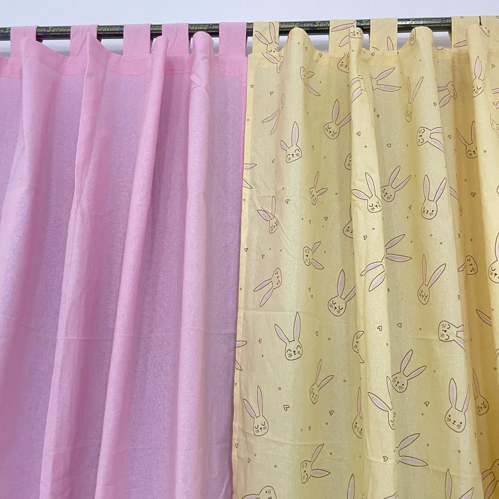 Yellow Rabbit Cotton Curtains