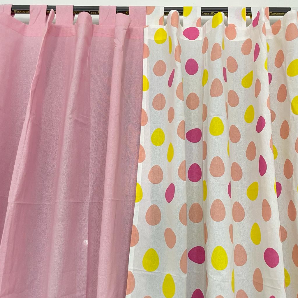 Pink Solid Cotton Curtains