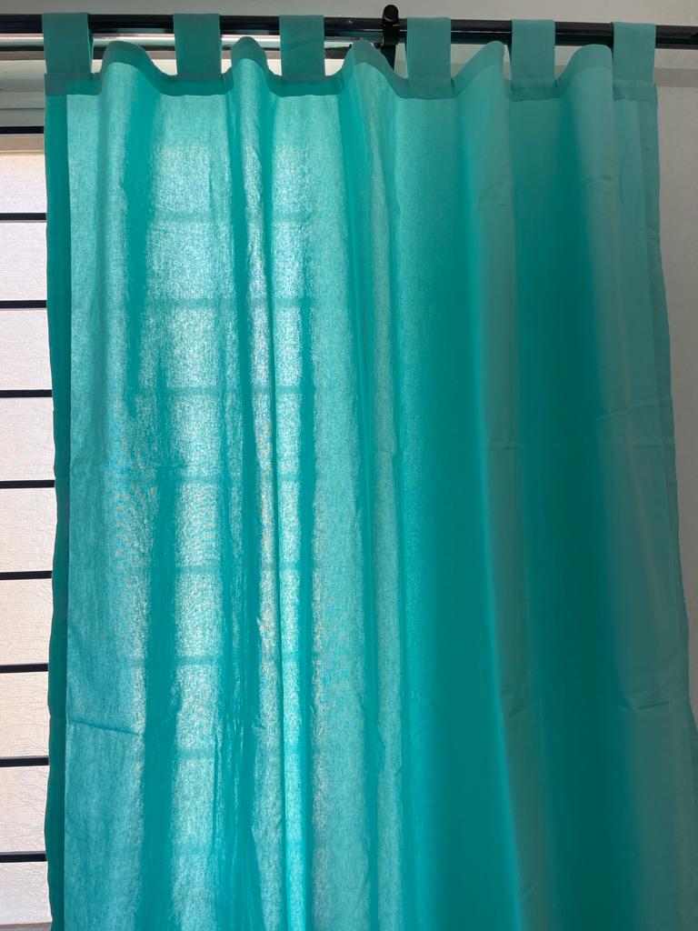 Solid blue 7ft cotton curtain