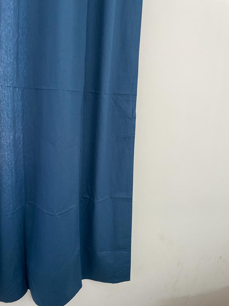 Blue plain cotton curtains