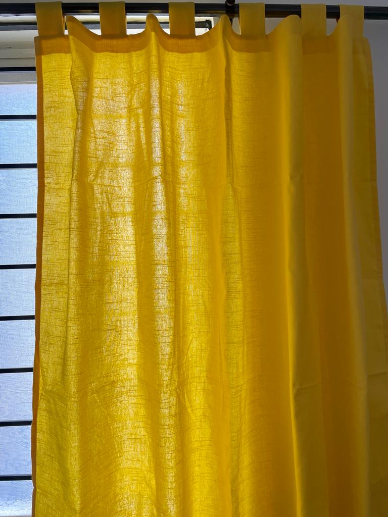 Yellow plain cotton curtain