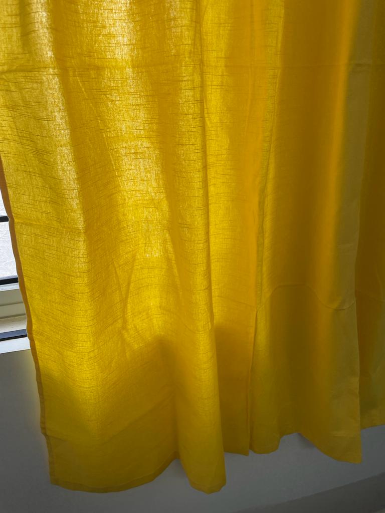 Yellow plain cotton curtain