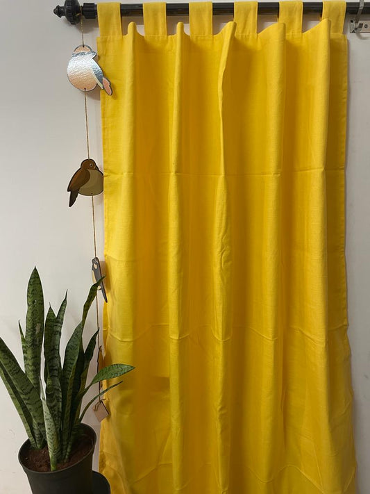 Yellow plain cotton curtain