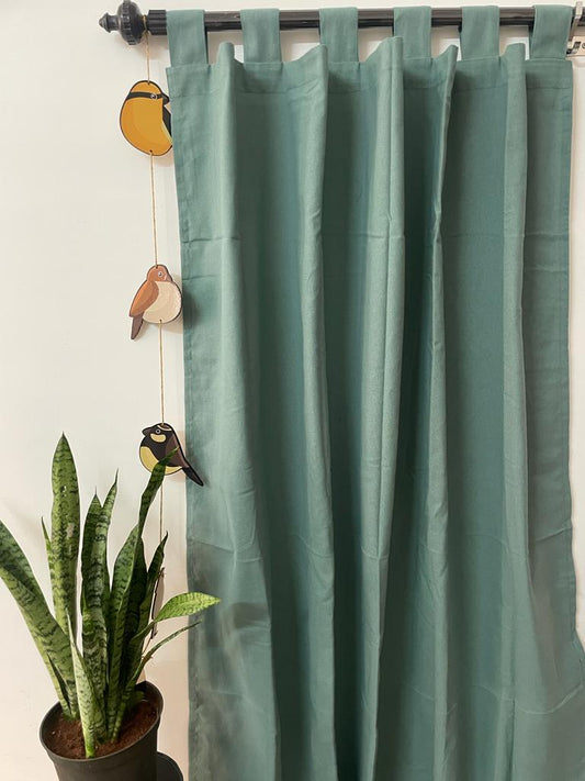 Sea green plain cotton curtain