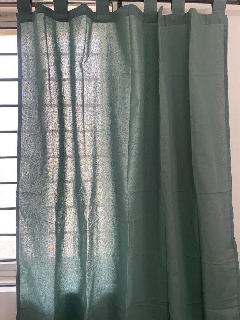 Sea green plain cotton curtain