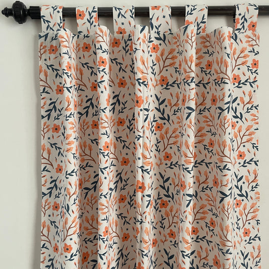 Orange floral Cotton Curtains