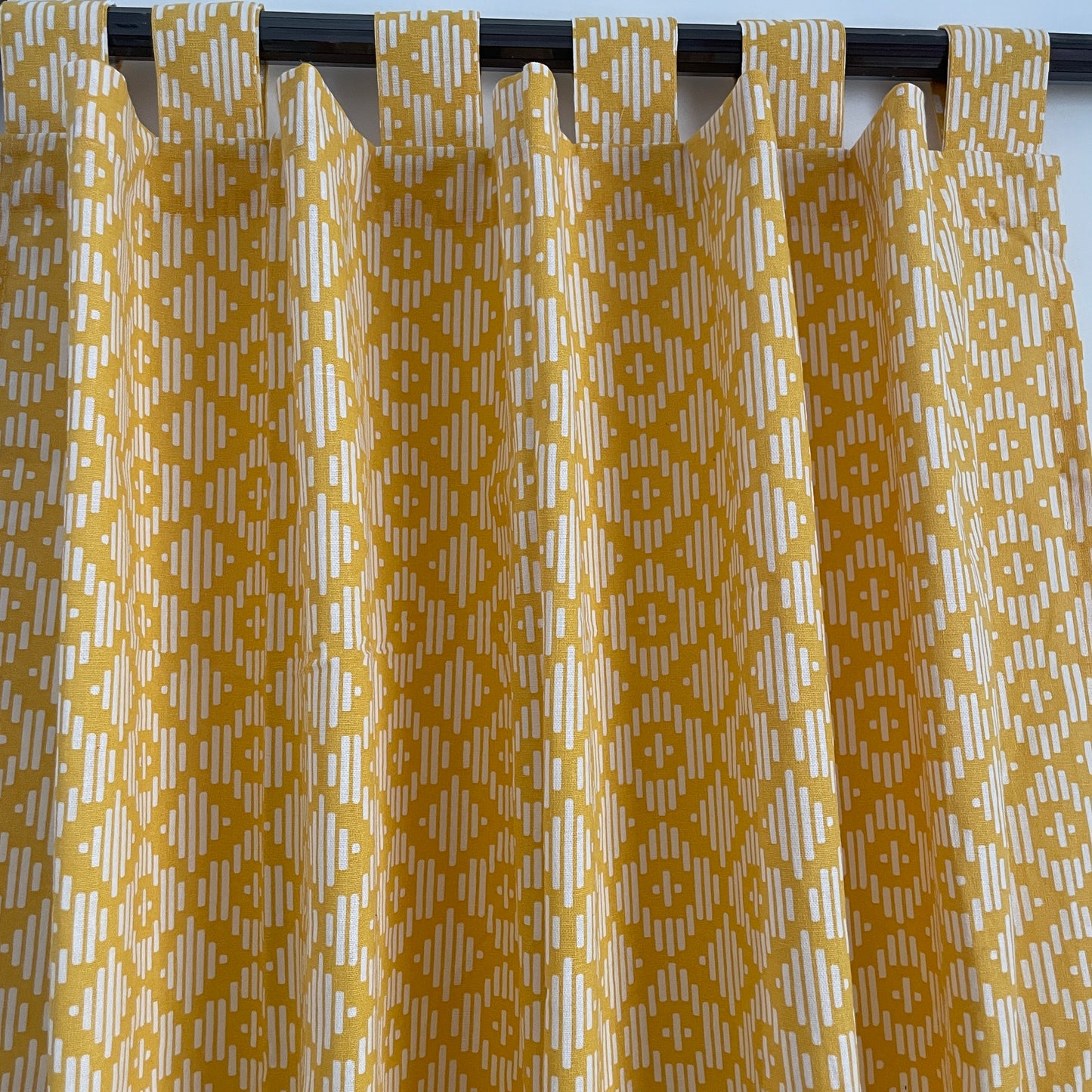 Yellow geometric Cotton Curtains