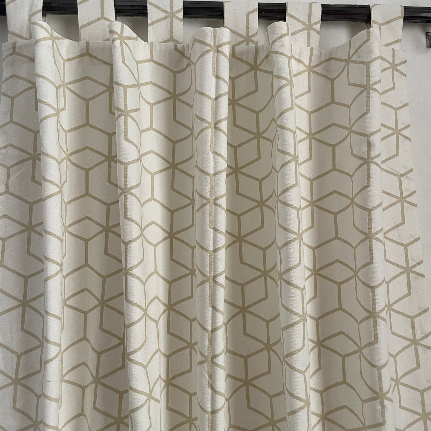 Beige geometric Cotton Curtains