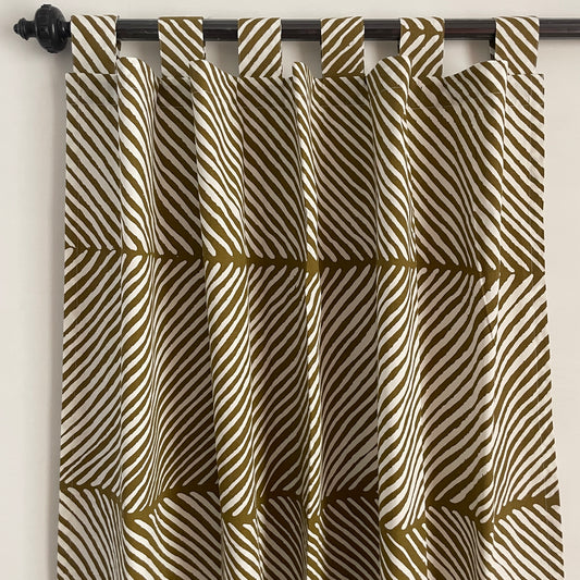 Peanut brown striped Cotton Curtains