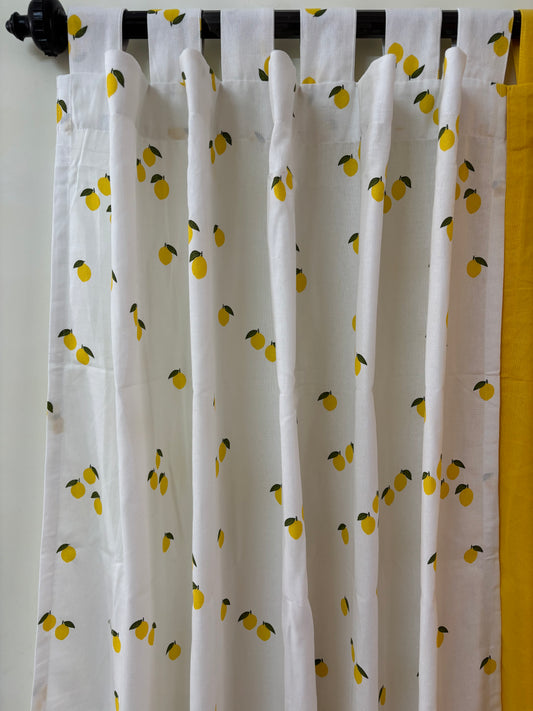 Yellow Lemon Cotton Curtains 1 piece