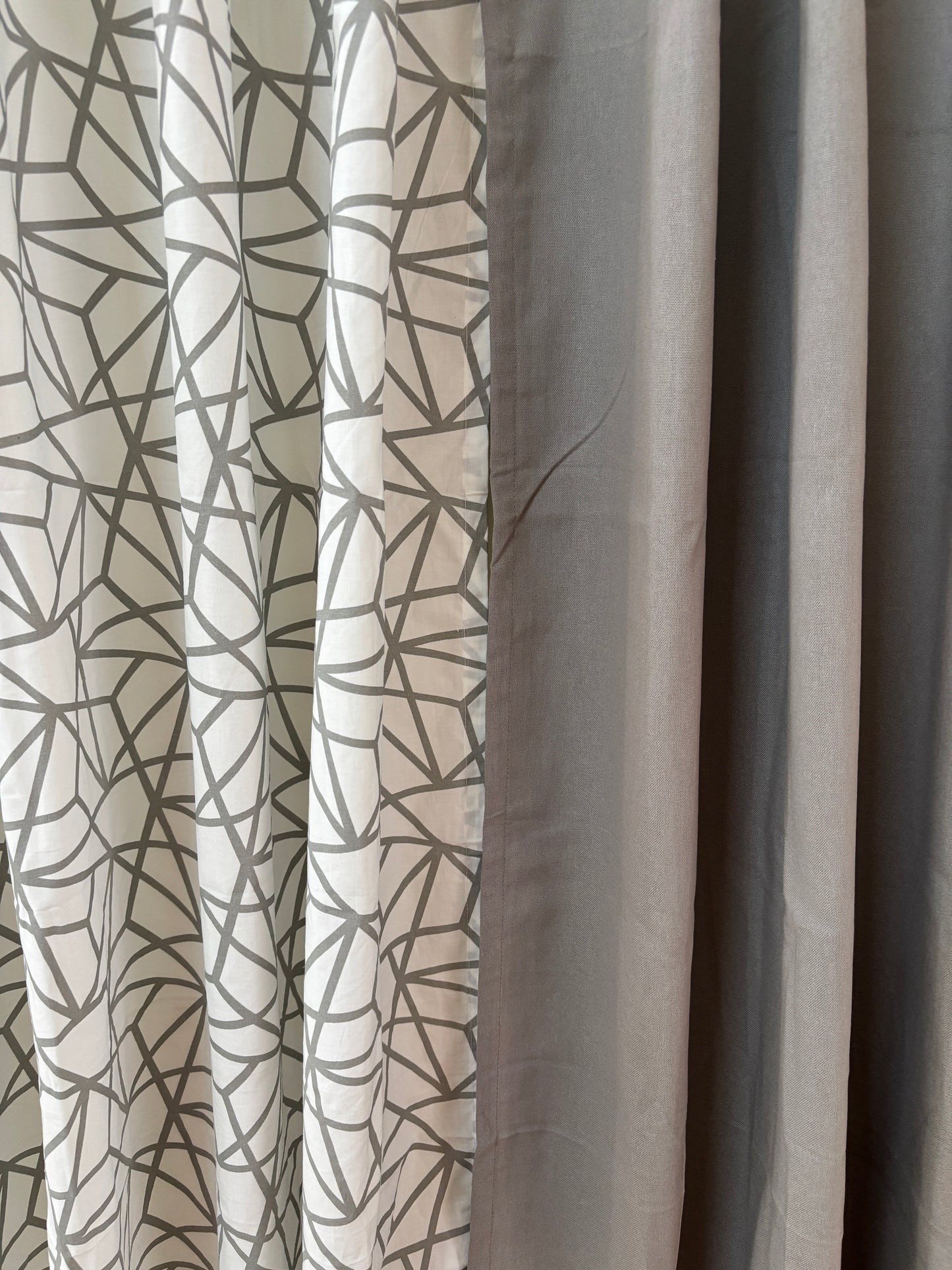 Grey Geometric Cotton Curtains 1 piece