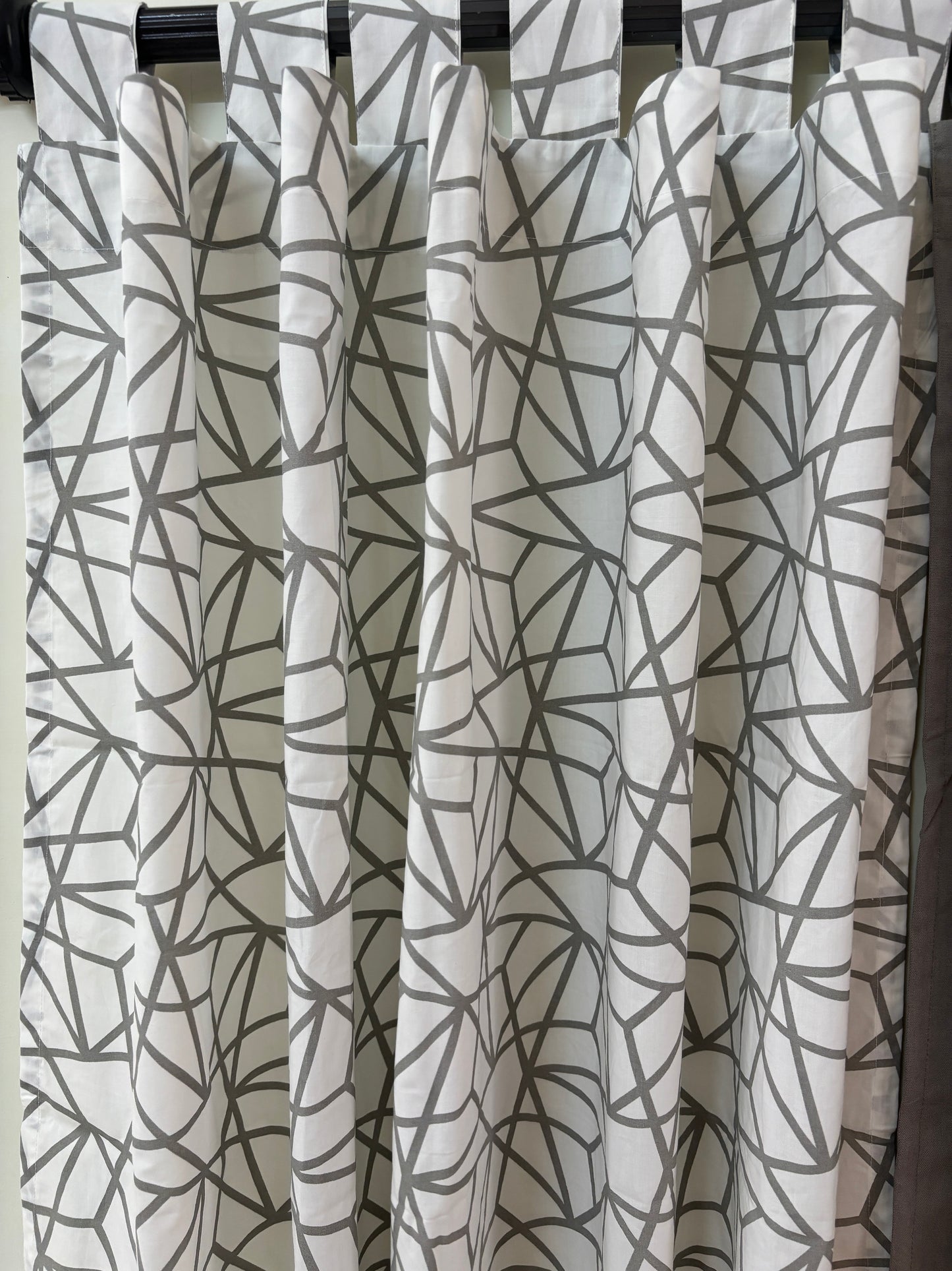 Grey Geometric Cotton Curtains 1 piece