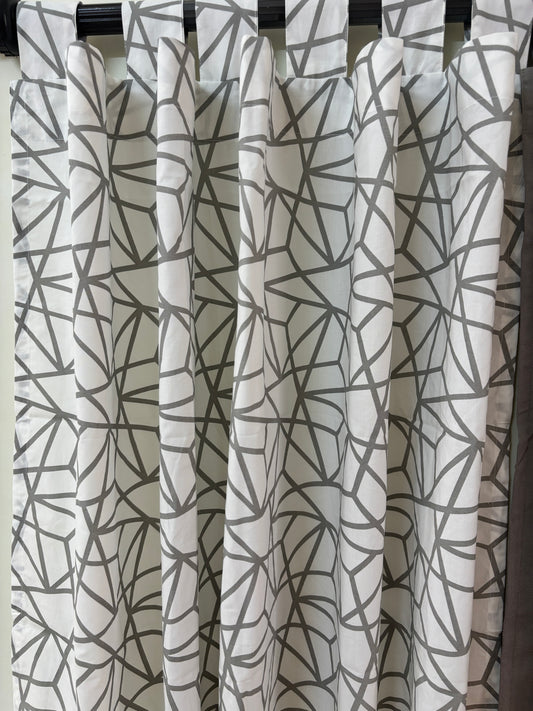 Grey Geometric Cotton Curtains 1 piece