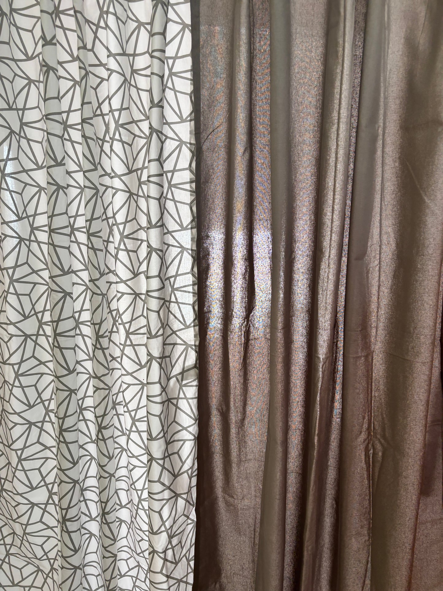 Grey Geometric Cotton Curtains 1 piece