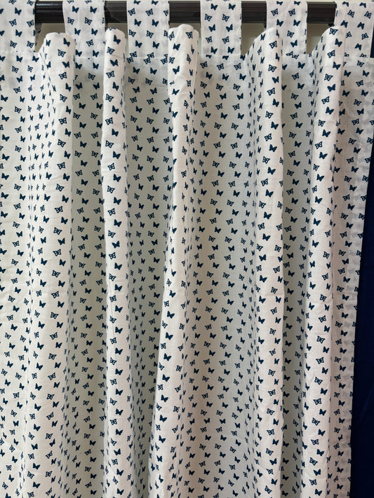 Blue Butterfly Cotton Curtains 1 piece