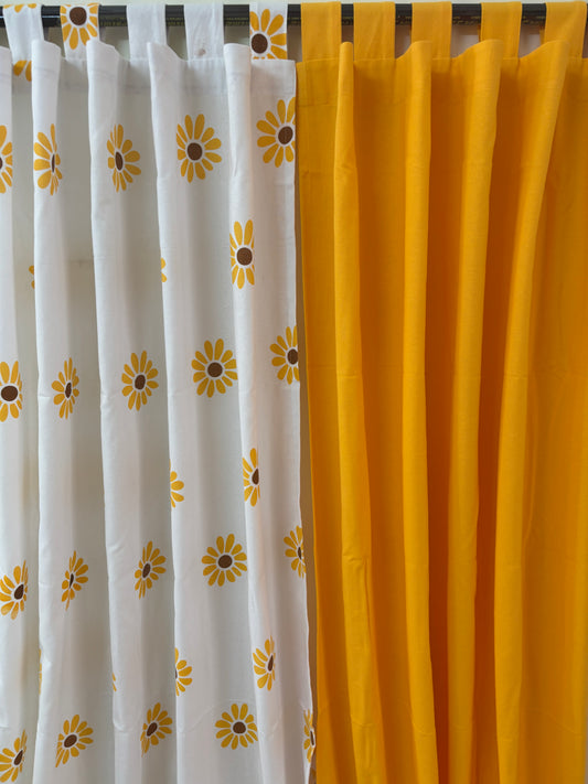 Yellow Daisy Cotton Curtains 1 piece