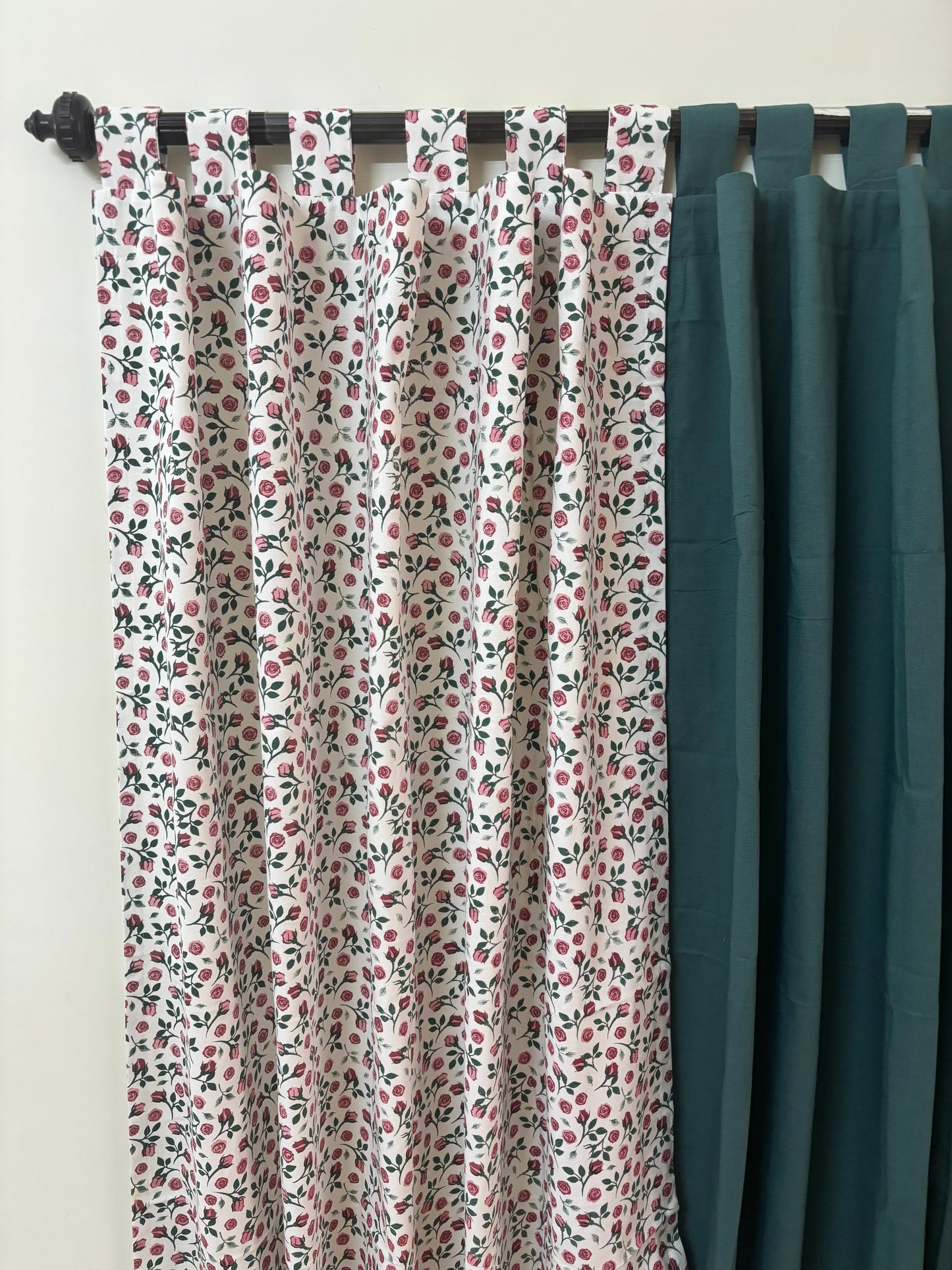Rose Print Cotton Curtains 1 piece