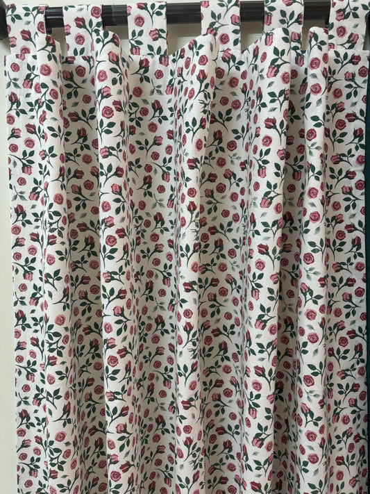 Rose Print Cotton Curtains 1 piece