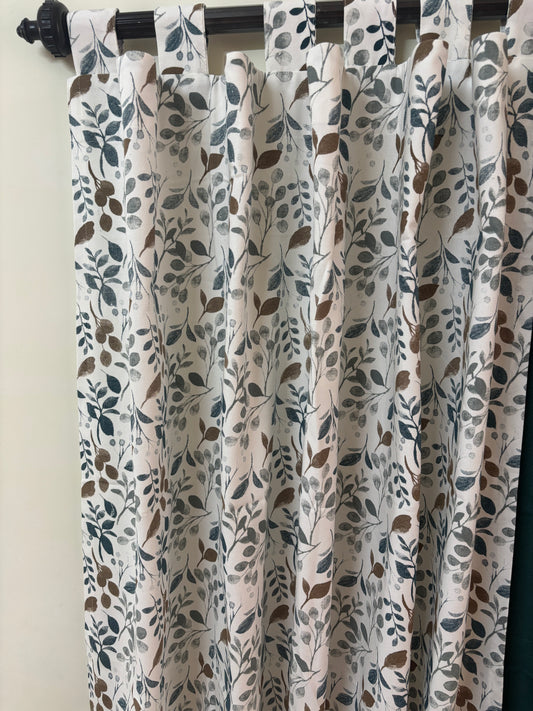Leaf Print Cotton Curtains