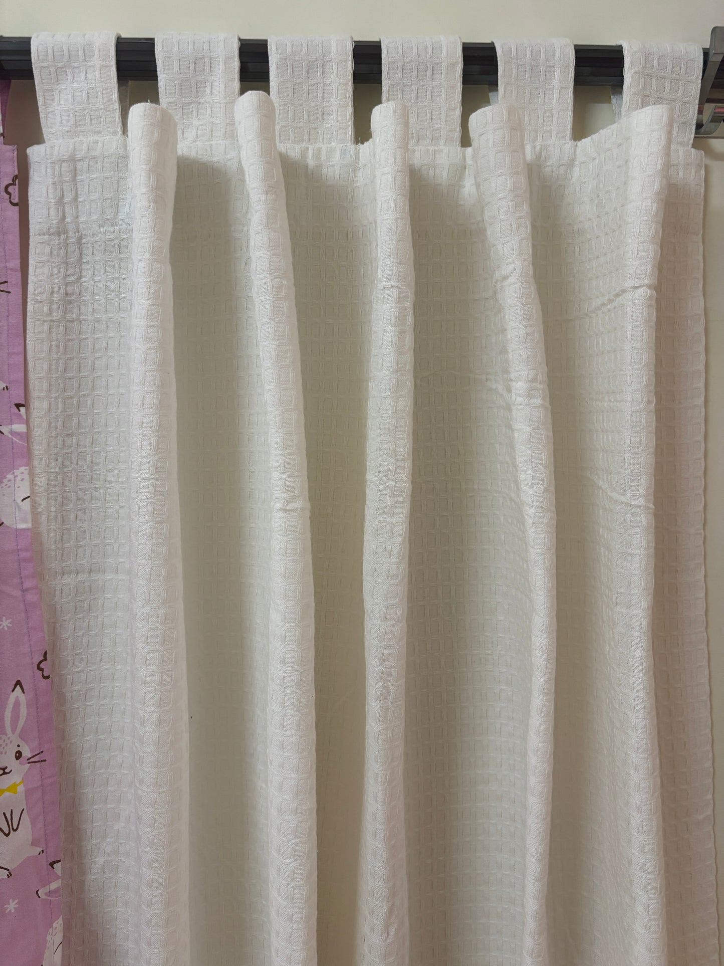 White checkered curtain