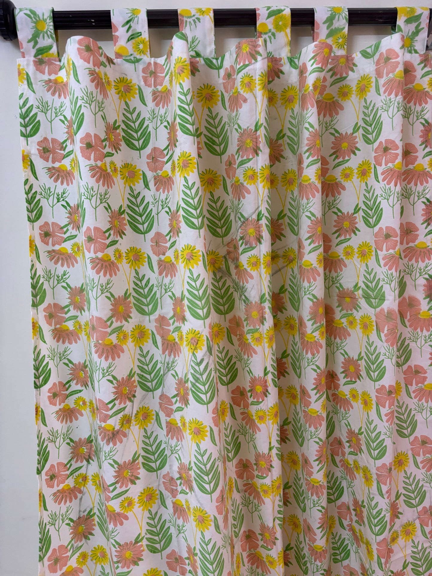 Peach floral Cotton Curtains