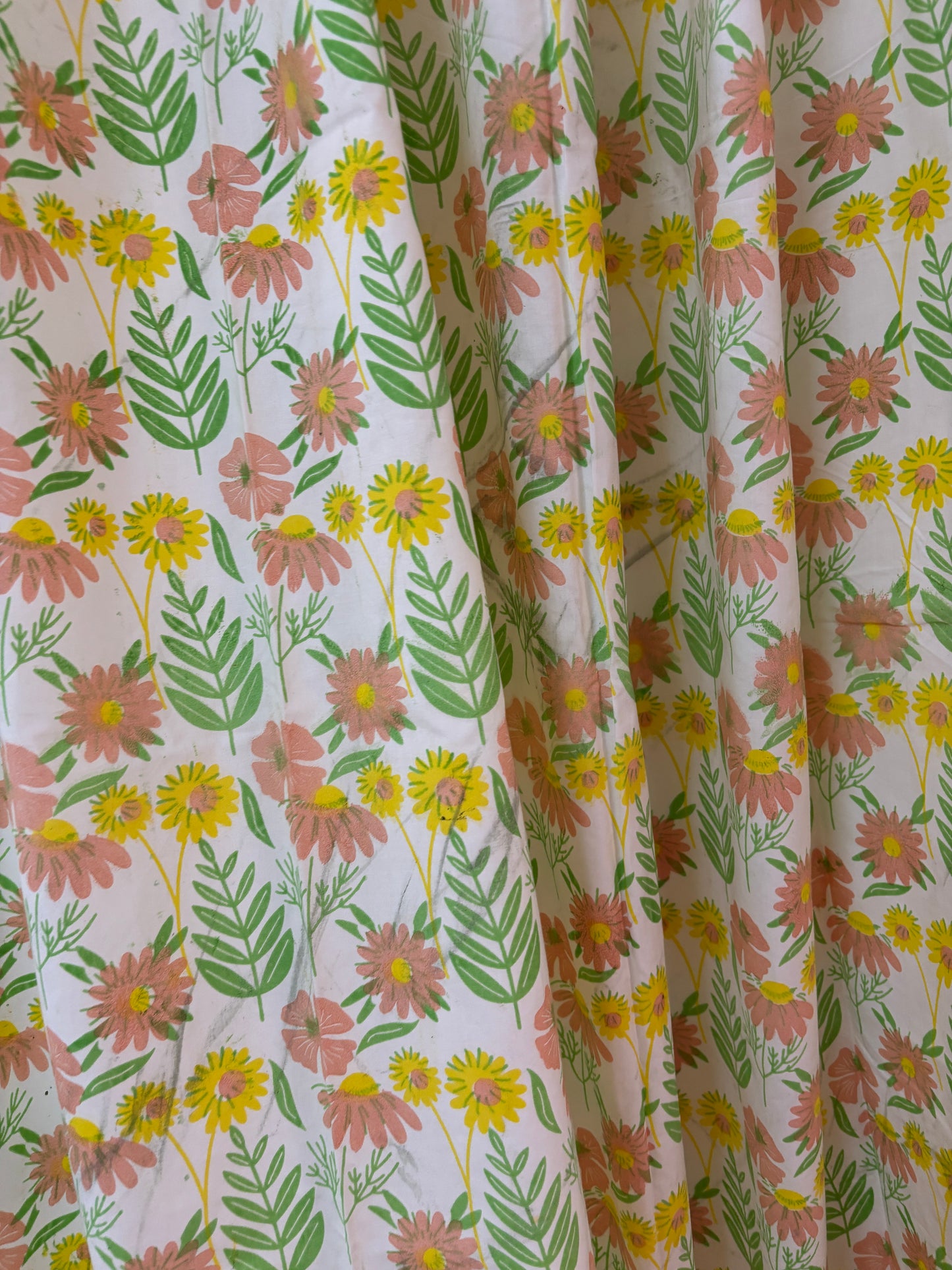 Peach floral Cotton Curtains
