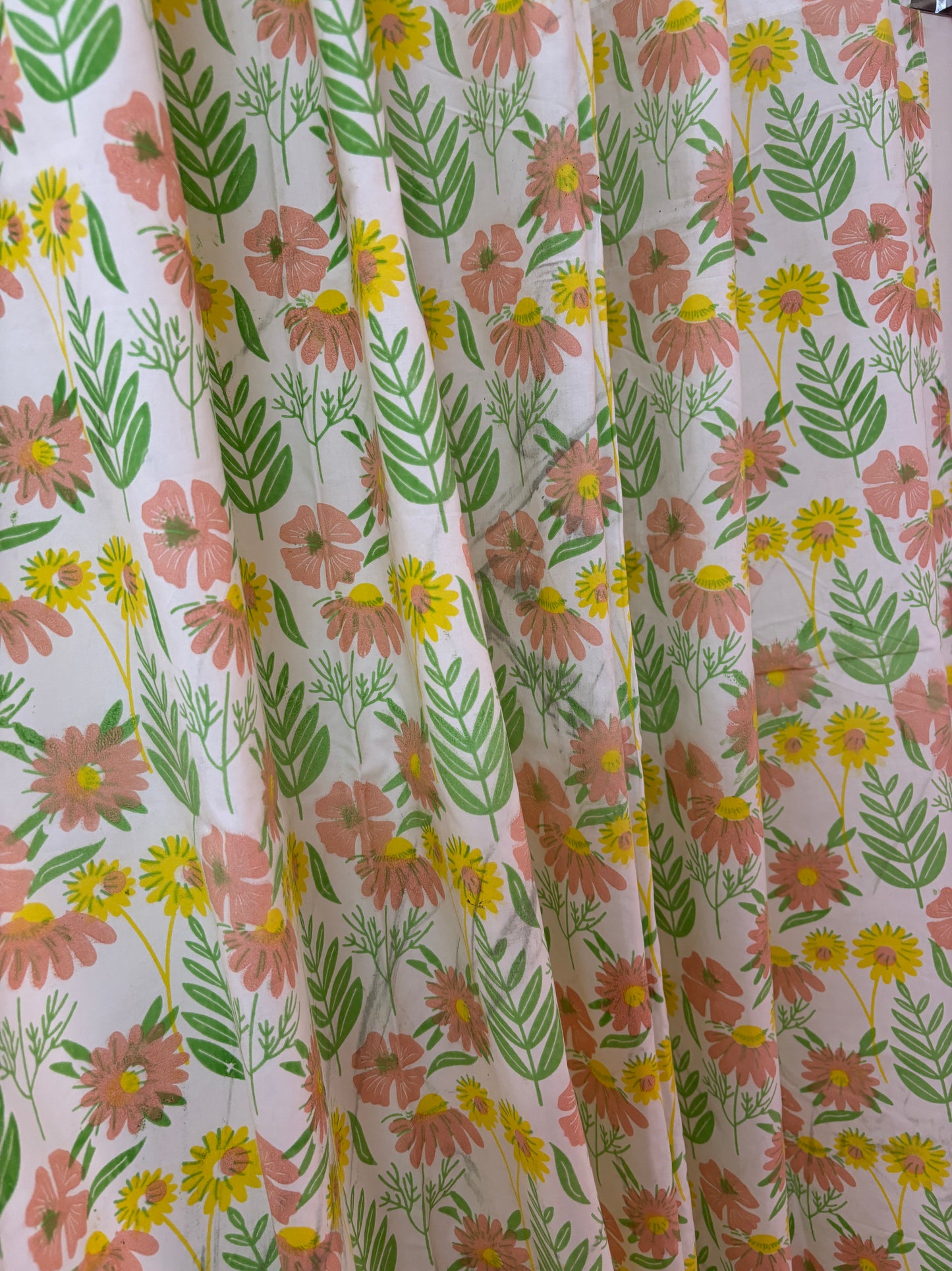 Peach floral Cotton Curtains