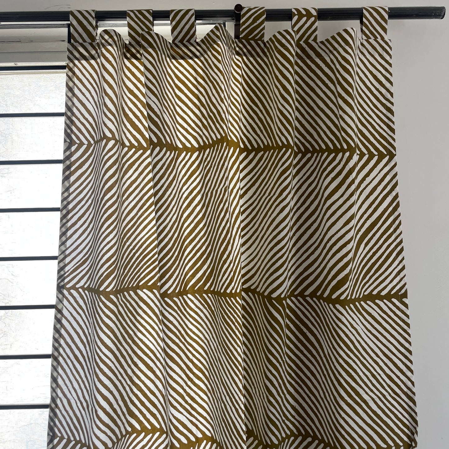 Peanut brown striped Cotton Curtains