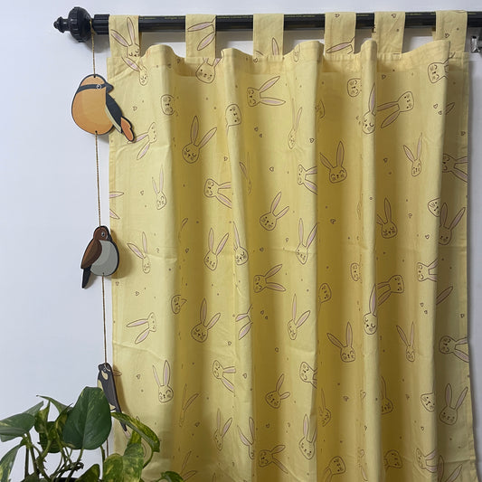 Yellow Rabbit Cotton Curtains