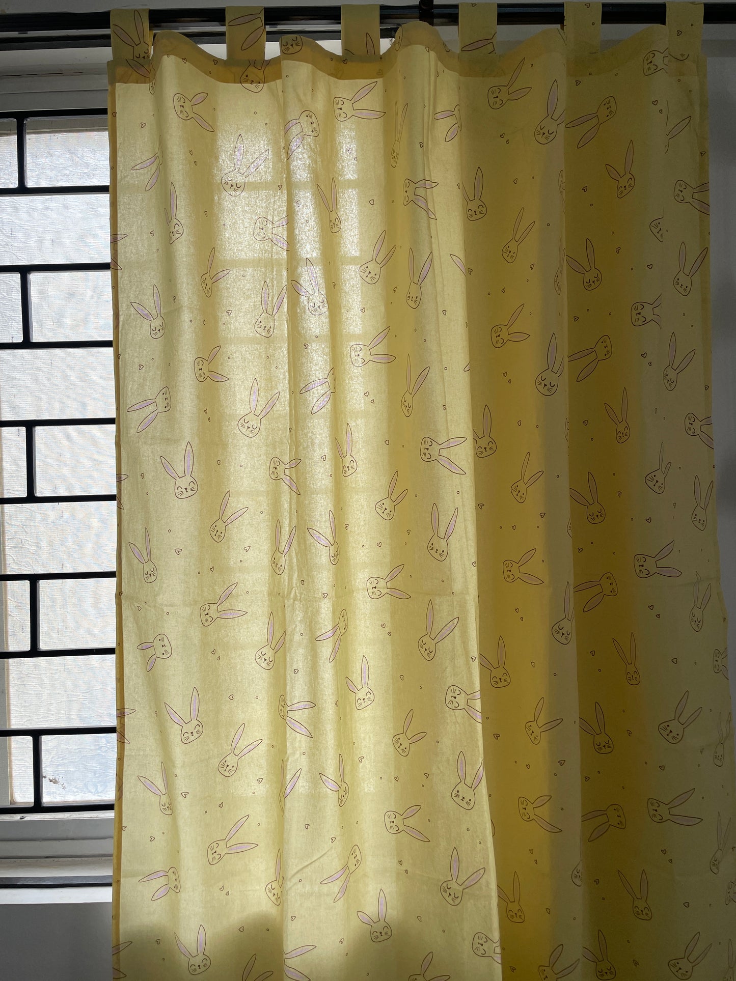 Yellow Rabbit Cotton Curtains