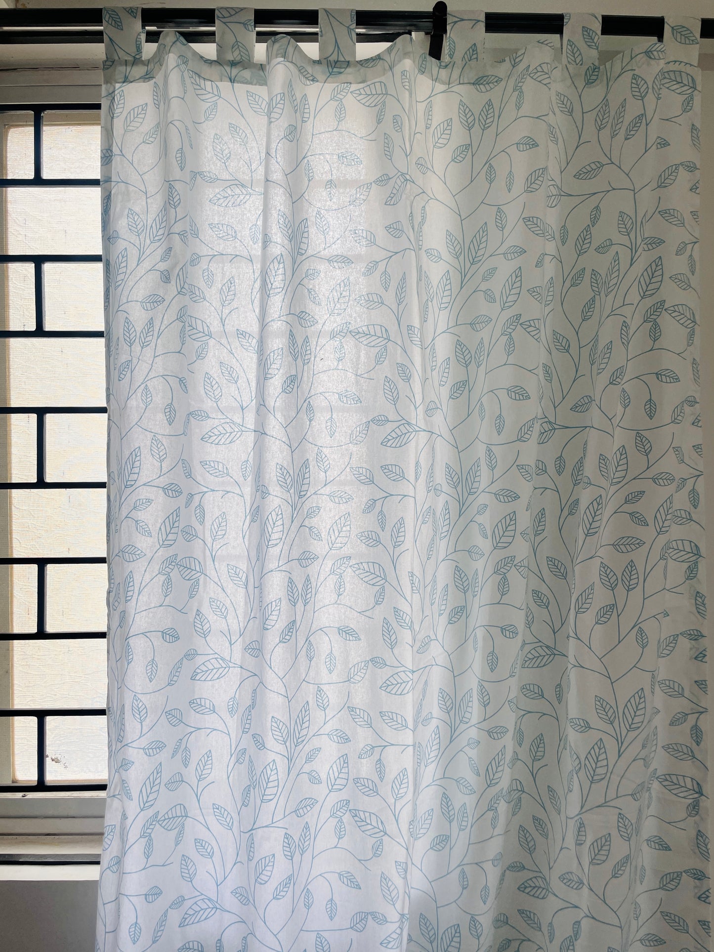 Blue leaf Cotton Curtains