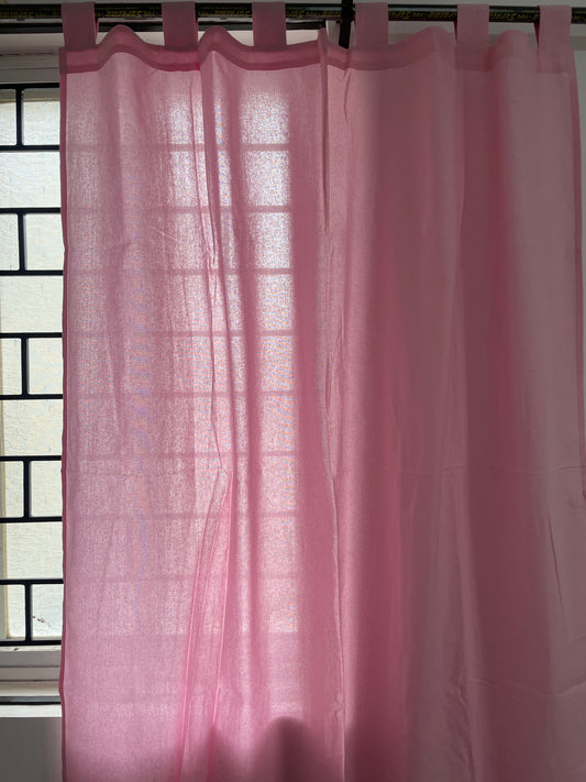 Pink Solid Cotton Curtains