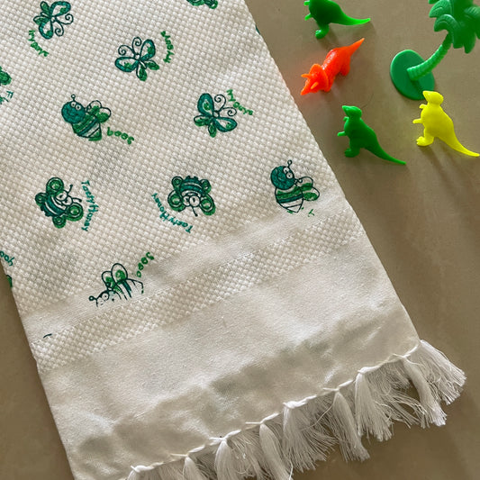 Green butterfly kids cotton bath towels (price for 1 pc)