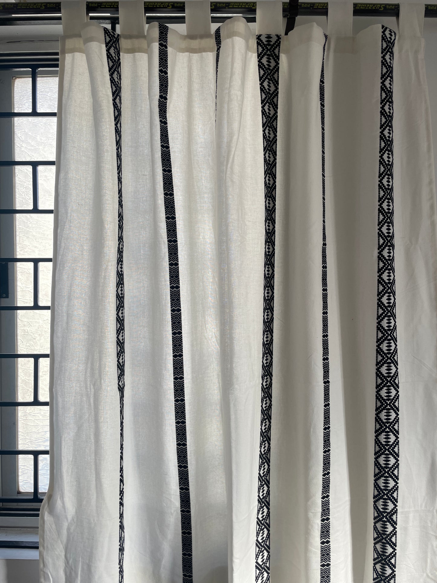 Black abstract Cotton Curtains 5ft pair