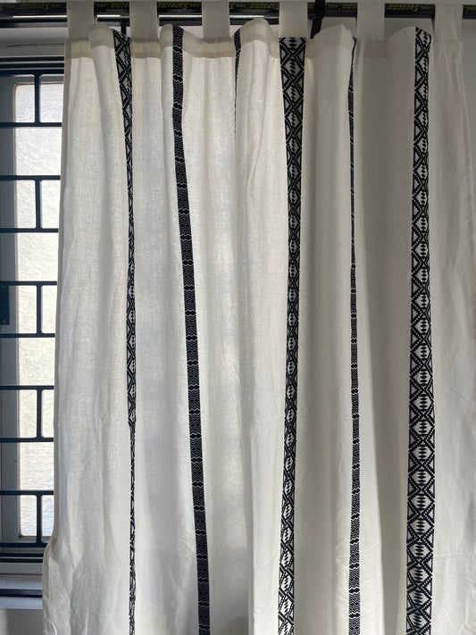 Black abstract Cotton Curtains 5ft pair