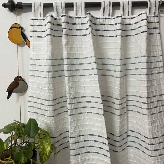 Blue hues striped Cotton Curtains