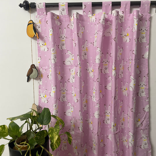 Pink rabbit Cotton Curtains